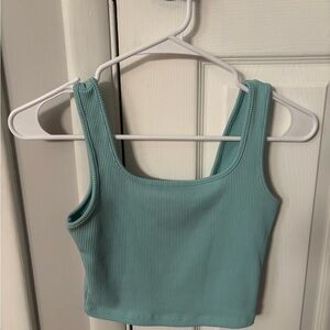 Wild Fable Green Sleeveless Fitted Crop Tank Top